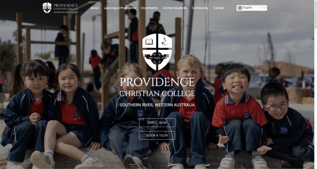 Providence Christian College website homepage